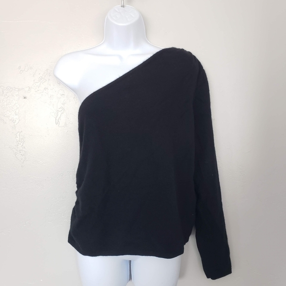 Catherine Malandrino NWT Women's XL Black Cashmere Blend One Shoulder Sweater - Picture 2 of 9
